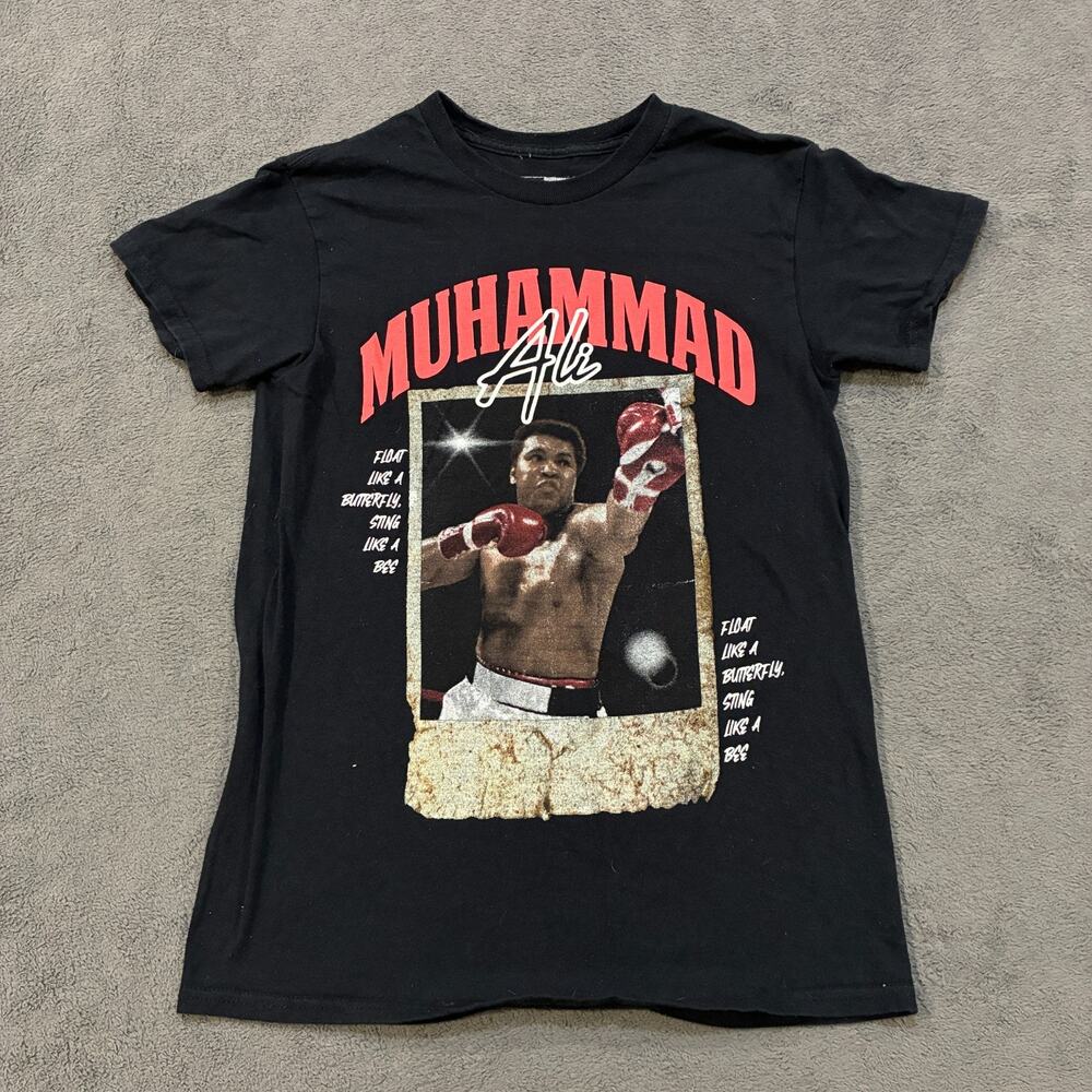Muhammad Ali Polaroid Black Graphic Print Short Sleeve Tee T-Shirt Youth Size M
